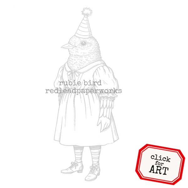 Whimsical Rubie Bird Rubber Stamp Save 20%