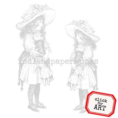 Victorian Girls Cling Mount Rubber Stamp