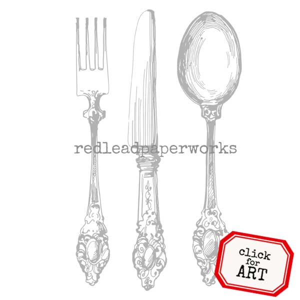 Silverware Rubber Stamp Save 10%