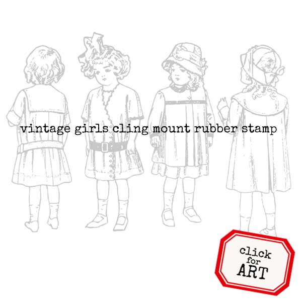Vintage Girls Rubber Stamp Save 20%