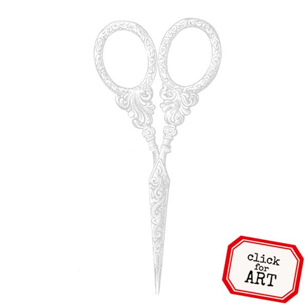 Vintage Scissors Rubber Stamp Save 20%