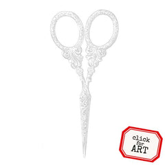 Decorative vintage scissors cling mount rubber stamps with intricate patterns.