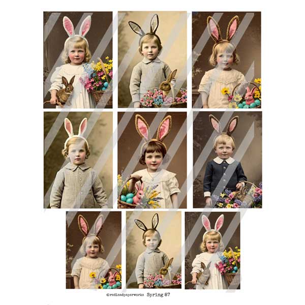 Spring Collage Children Hello Spring Bunny Kids Collage Sheet Collection
