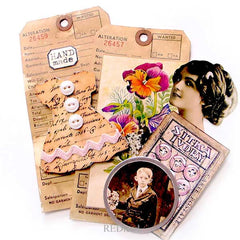Ivory Button Card Rubber Stamp