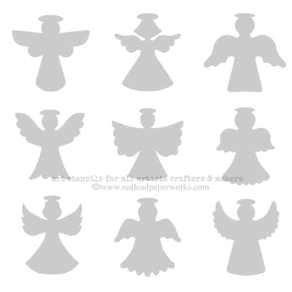 9 Little Angels Christmas Stencil 6x6