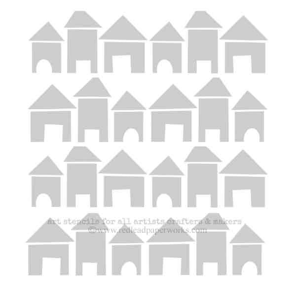 Red Lead Beach Houses Stencil for Artists Makers Crafters