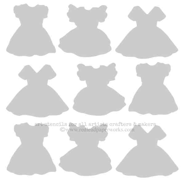 9 Dresses Stencil 6x6