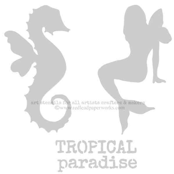 Tropical Paradise Sea Stencil 6 x6