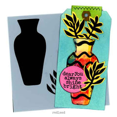 Red Lead Vases Mixed Media Stencils 