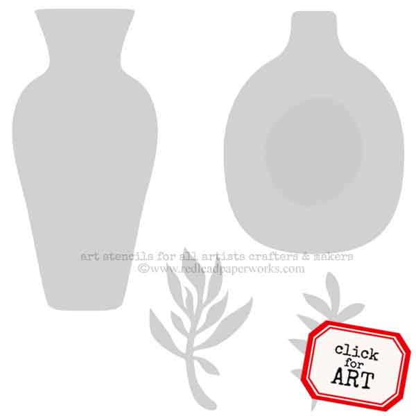 Red Lead Vases Mixed Media Stencils