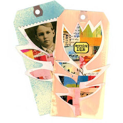 Painted and Collaged Colorful Mixed Media Art Tags