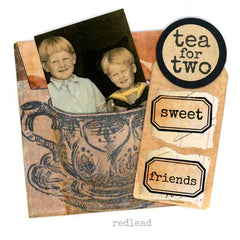 Wood Mounted Tea for Two Rubber Stamp