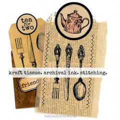 Tea Dyed Stitched Kraft Tissue Mixed Media Art Work