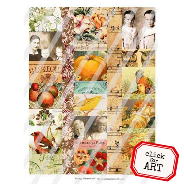 Vintage Elements Autumn Collage Sheet 497
