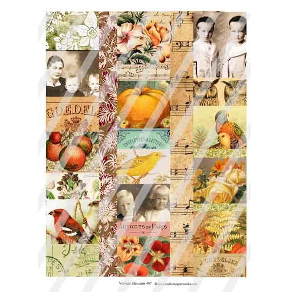Vintage Elements Autumn Collage Sheet 497