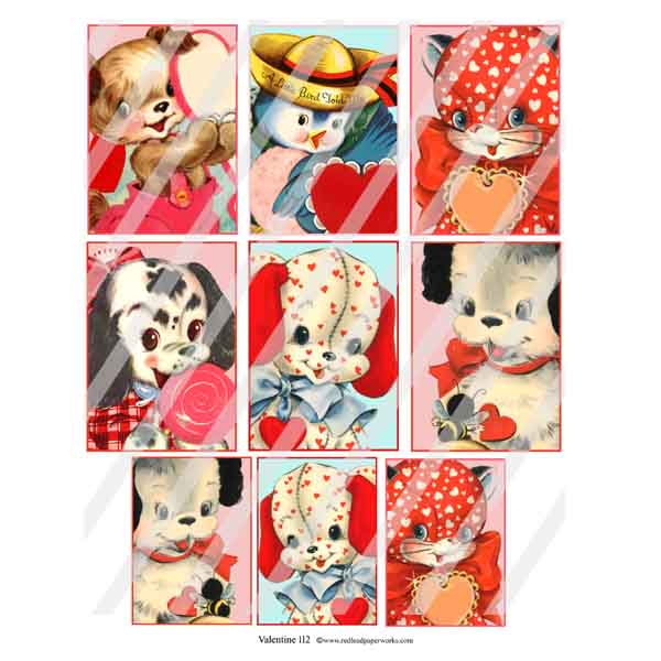Valentine 112 Artist Trading Cards Collage Sheet