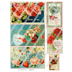 Vintage Valentine Post Cards Collage Sheet
