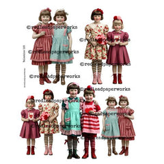 Valentine 123 Paper Dolls Collage Sheet