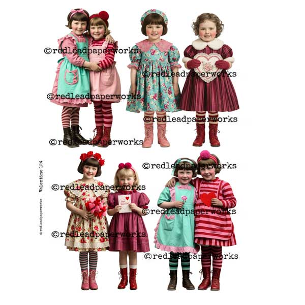 Valentine 124 Paper Dolls Collage Sheet