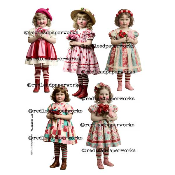 Valentine 125 Paper Dolls Collage Sheet