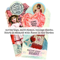 Vintage Valentine Mixed Media Art Tags made with Valentine Collage Sheets and Valentine Rubber Stamps