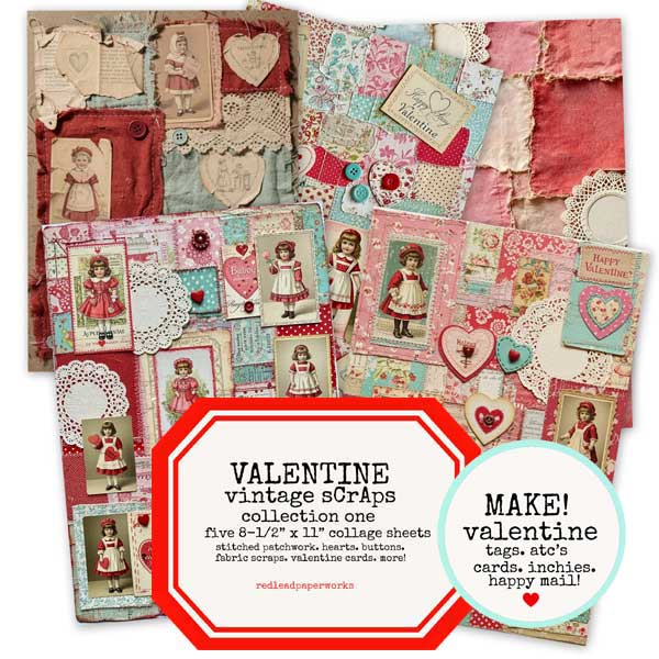 Valentine Vintage Paper Scraps Collection One Save 30%
