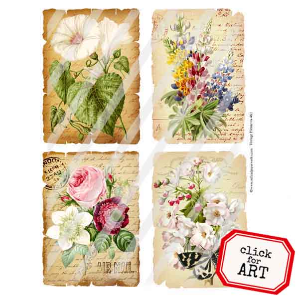 Vintage Elements 463 Flowers Collage Sheet