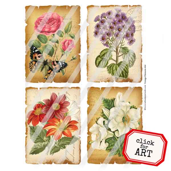 Vintage Elements 464 Flowers Collage Sheet