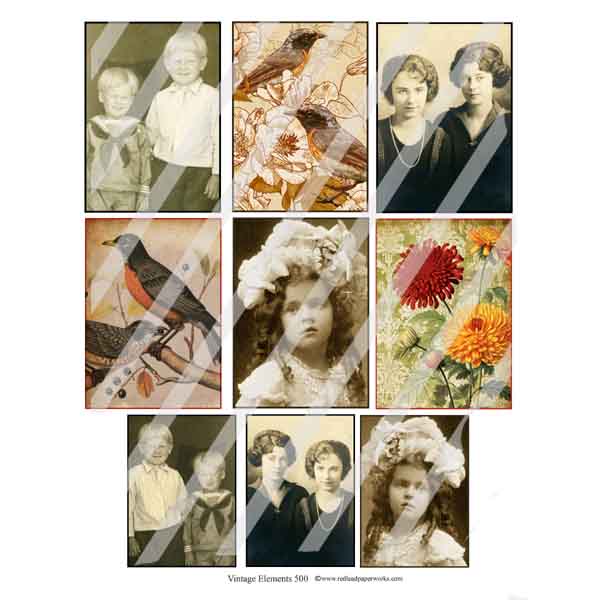Vintage Elements 500 Artist Trading Card Collage Sheet