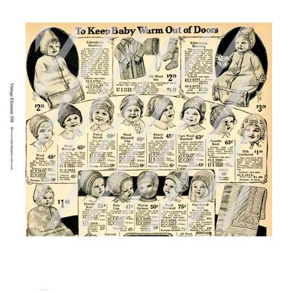 Vintage Elements 508 Keep Baby Warm Collage Sheet