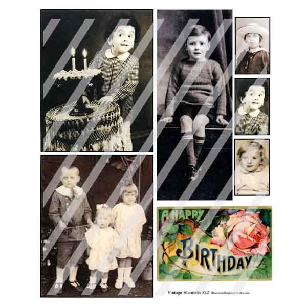 Vintage Elements Happy Birthday Collage Sheet 522
