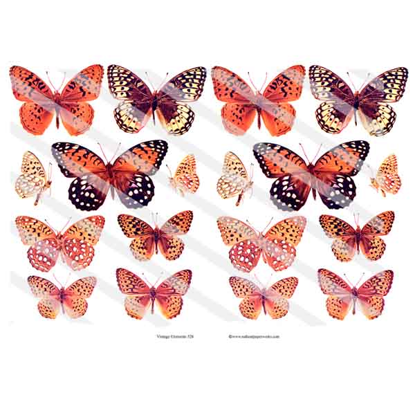 Vintage Elements 528 Butterfly Collage Sheet