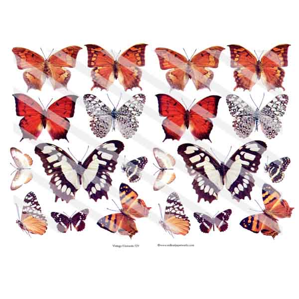 Vintage Elements 529 Butterfly Collage Sheet