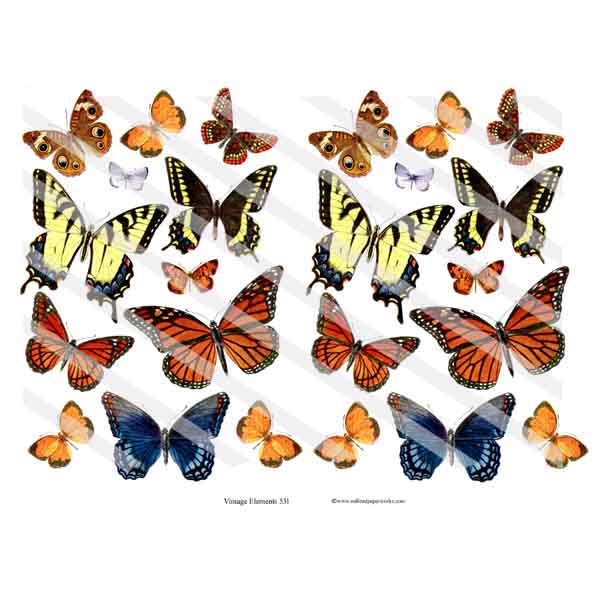 Vintage Elements 531 Butterfly Collage sheet