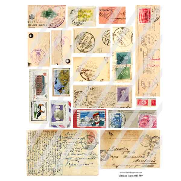 Vintage Elements 559 Mail Art Collage Sheet