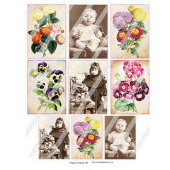 Vintage Elements 561 Artist Trading Cards Collage Sheet