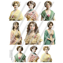 Vintage Elements 622 Gilded Era Paper Dolls Collage Sheet