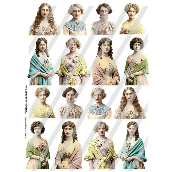 Vintage Elements 623 Gilded Era Paper Dolls Collage Sheet
