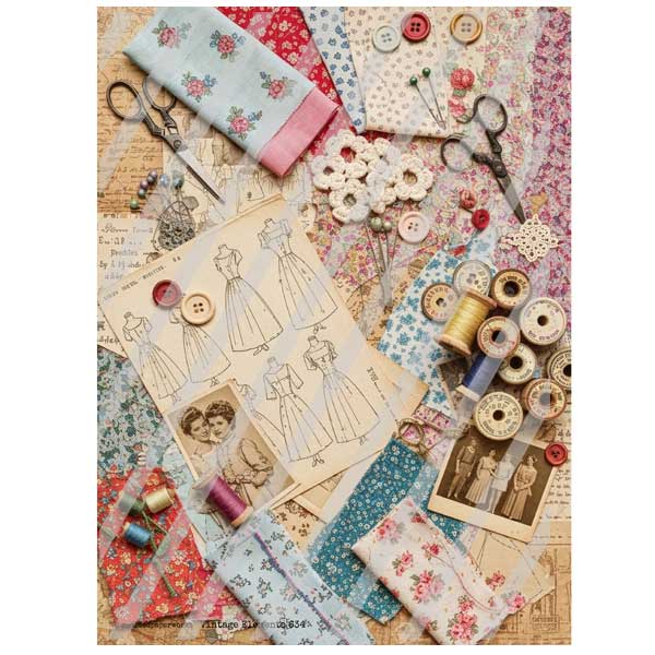 Vintage Elements 634 Faux Fabric Scraps Paper Collage Sheet