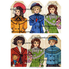 Vintage Elements 651 Paper Dolls Tags Collage Sheet