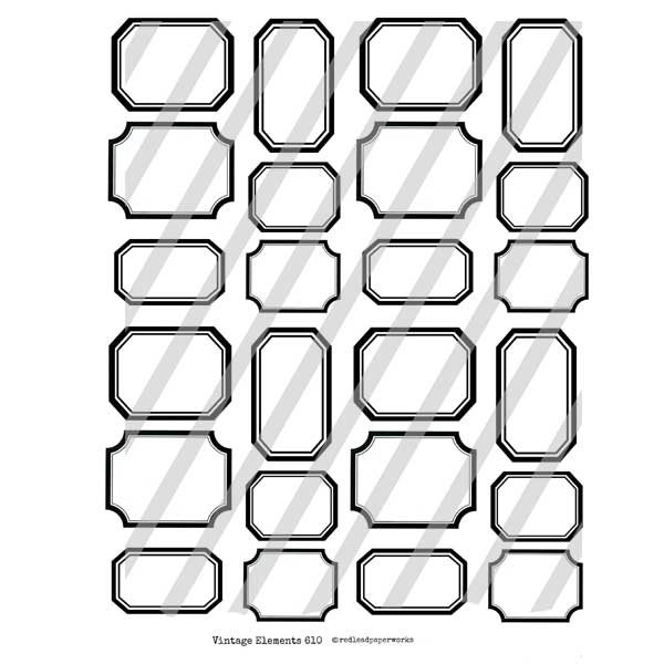 Vintage Elements 610 Blank Labels Collage Sheet