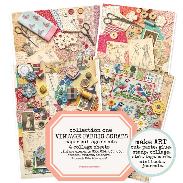 Vintage Elements Faux Fabric Scraps Paper Collage Sheet Collection One Save 20%