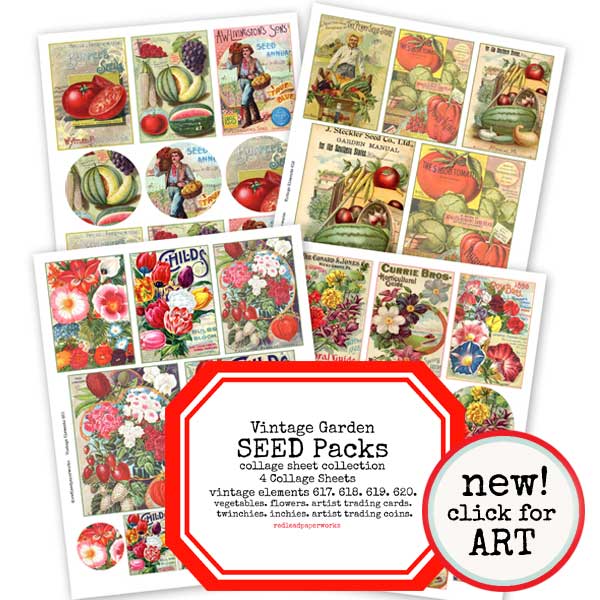 garden seed sheets Vintage Garden Seed Packs Collage Sheet Collection