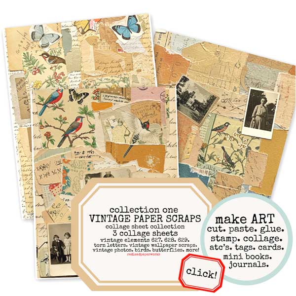 Vintage Paper Scraps Collage Sheet Collection One Save 20%
