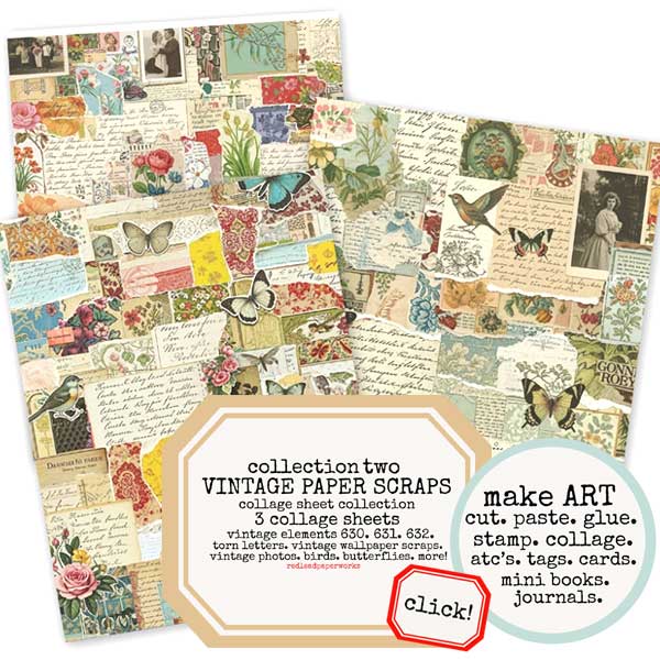 Vintage Paper Scraps Collage Sheet Collection Two Save 20%