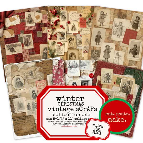 Winter Christmas Vintage Scraps One Collage Sheets Collection SALE!