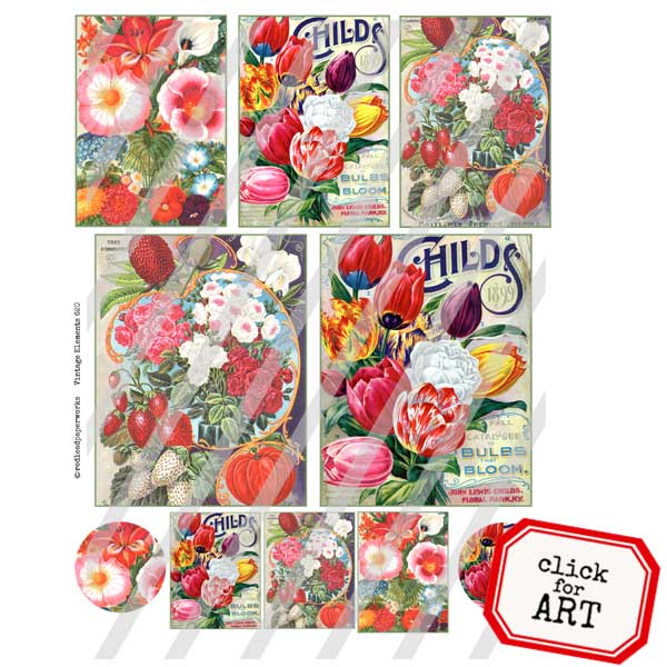 flower seed sheets Vintage Elements 620 Seed Packs Collage Sheet