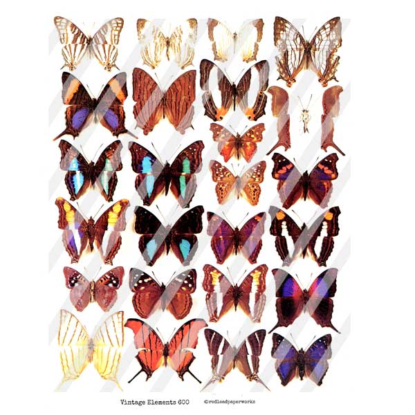 Vintage Elements 600 Forest Butterfly Collage Sheet