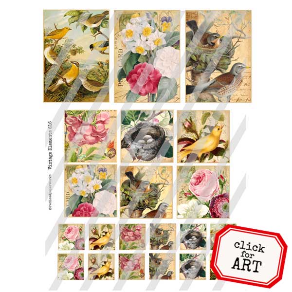 Mixed Media Artist Trading Cards Collage Sheet