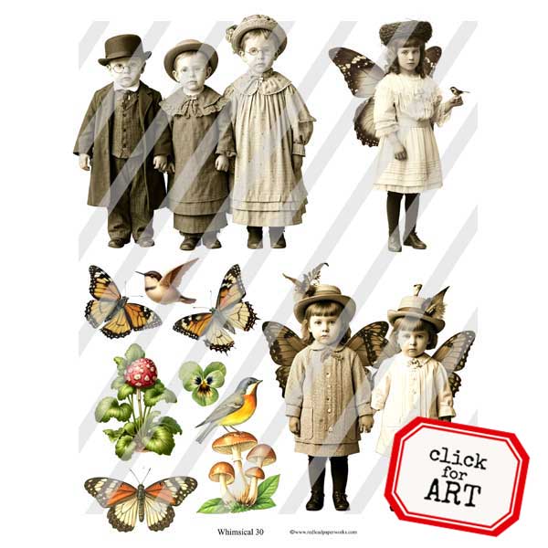 Whimsical 30 Ancestors Paper Dolls Collage Sheet